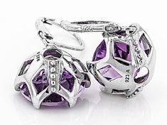 10.00ctw round Brazilian amethyst rhodium over sterling silver dangle earrings. Measures approximately 1.13"L x 0.56"W. Lever backs. Color Varies. Silver Dangle Earrings, Sterling Silver Dangle Earrings, Silver Earrings Dangle, Dangle Earrings, Lavender, Amethyst, Sterling Silver, 10 Things, Silver