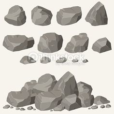 rocks and gravel set on white background