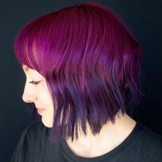 Reverse Dark Purple Ombre, Ombre Short Hair, reverse purple ombre, ombre reverse ❤ #lovehairstyles #hair #hairstyles #haircuts #ombrehair Ombré Short Hair, Pink Ombre Hair