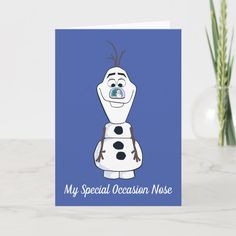 a card with the words, my special occasion nose on it and a cartoon character