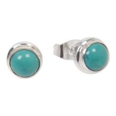 Sterling silver stud earrings, 'Blue Moons' - Silver and Reconstituted Turquoise Stud Earrings (image 2d) Turquoise Stud Earrings Mini Silver, Ribbon Jewelry, Turquoise Stud Earrings, Jewelry Workshop, Printed Jewelry, Link Earrings, Sterling Silver Stud Earrings, Silver Stud Earrings, Earrings Blue