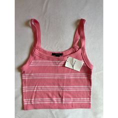 Striped Knit Cami By Forever 21 Size: Women's Small Color: Pink & White Details: Striped, Stretchy, Crop Fabric: 85% Nylon, 8% Spandex, 7% Polyester Machine Washable, Line Dry Condition: New With Tag Smoke & Pet Free Home #605 Forever 21 Trendy Pink Crop Top, Trendy Pink Summer Knit Top, Trendy Pink Knit Top For Summer, Trendy Striped Tank Top For Spring, Trendy Striped Knit Tank Top, Trendy Striped Knit Top For Spring, Forever 21 Cropped Tank Top, Trendy Striped Stretch Knit Top, Fitted Trendy Summer Knit Top