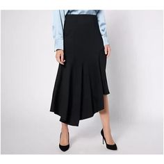 Beautiful By Lawrence Zarian Regular Silky Ponte Pull-On Skirt Black,3x From Beautiful By Lawrence Zarian. Fabrication: Silky Pontefeatures: Pull-On Style, Waistband With Encased Elastic, Front And Back Seams Details, Asymmetrical Hi/Low Hemfit: Semi-Fitted; Follows The Lines Of The Body With Added Wearing Easelength: Missy Length 35-1/2" To 36-3/4"; Plus Length 37" To 38"Content: 65% Rayon/31% Polyester/4% Spandexcare: Machine Wash, Dry Flatimported 18/9 Black Asymmetrical Hem Skirt For Work, Chic Fitted Pleated Skirt With Asymmetrical Hem, Asymmetrical Hem Pleated Skirt For Work, Black Flared Pleated Skirt For Office, Black Pleated Knee-length Bottoms, Black Asymmetrical Pencil Skirt For Work, Black Asymmetrical Hem Lined Skirt, Knee-length Black Pleated Skirt For Office, Black Asymmetrical Pleated Skirt For Spring