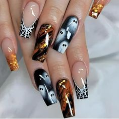 "Transform your nails into works of art with these #HalloweenNailDesigns that are sure to impress. Whether you're going for a classic black and orange look or something more unique, these #HalloweenNailIdeas have got you covered. 🕷️🕸️ #NailsofInstagram #HalloweenBeauty #NailAddict #HalloweenNailArt #HalloweenNailGoals #HalloweenNailInspo #NailEnvy #HalloweenNailGame #NailSwag #HalloweenNailGoals Stylish Manicure, Holloween Nails, Halloween Press On Nails, Nail Forms, Halloween Nail Designs, Halloween Nail Art, Stick On Nails