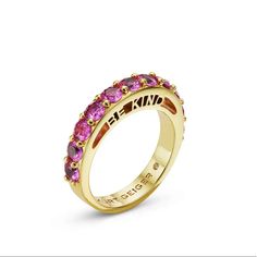 Brand New With Ring Box Included - Perfect Condition Size Is S/M Only Selling Because It Didn’t Fit In The Finger I Wanted It For (Site Says It’s A Size 7) 17.3mm Diameter Pink Eternity Band Ring As Gift, Kurt Geiger Earrings, Micro Kurt Geiger, Kurt Geiger Jewelry, Pink Multi-stone Ruby Ring As A Gift, Peridot Crystal, 7 Rings, Crystal Ring, Kurt Geiger