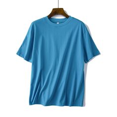 Welcome To Ifomt Official Store! Basic Light Blue Short Sleeve T-shirt, Solid Color Cotton Short Sleeve T-shirt, Blue Relaxed Fit Solid Color Shirt, Casual Light Blue Plain T-shirt, Blue Solid Color Relaxed Fit Tops, Blue Relaxed Fit Solid Color Top, Blue Relaxed Fit Solid Top, Light Blue Relaxed Fit T-shirt With Crew Neck, Basic Blue Tops