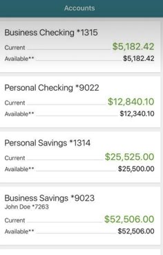 an iphone screen showing the accounts and numbers for different types of credit cards on it