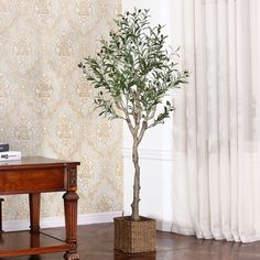 a small tree sitting on top of a wooden table