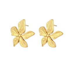 Lily Flower Gold Earrings. Chic Flower Earrings As A Gift, Gold Elegant Flower Earrings With 3d Flowers, Elegant Gold Flower Earrings With 3d Details, Chic Petal-shaped Earrings For Gift, Chic Flower Charm Earrings As Gift, Chic Flower Earrings With Flower Charm, Chic Flower Charm Earrings For Gift, Gold Feminine Flower Earrings With 3d Flowers, Elegant Gold Earrings With Flower Decoration