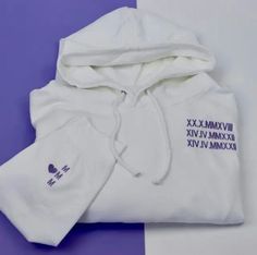 Surprise your loved ones with our custom Roman Numeral Embroidered Hoodie sweatshirt! This personalized couple gift is perfect for anniversaries, birthdays, weddings, and special occasions. Each sweatshirt is meticulously embroidered with your chosen roman numerals, representing a significant date or milestone in your relationship. Made with high-quality materials, our hooded sweatshirt offers comfort and style. Whether you're looking for a unique husband gift or a thoughtful wife gift, our cust Personalized White Sweatshirt For Gift, Customizable White Hoodie For Gift, Customizable White Hoodie As Gift, White Hooded Sweatshirt Gift, White Letter Print Hoodie For Gift, Personalized White Casual Hoodie, Personalized White Cotton Hoodie, Personalized White Long Sleeve Hoodie, Unique Husband Gifts