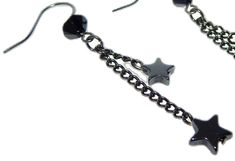 Black Star-shaped Metal Earrings, Black Star Charm Earrings, Black Star-shaped Earrings For Party, Shine Like A Star, Star Chain, Shooting Star, Shooting Stars, Chain Earrings, Black Crystals