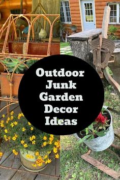 an outdoor junk garden decor idea