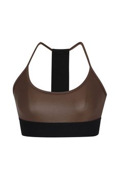 Supportive, sporty, and stylish - meet the Liquid Studio Bra. A scoop neckline and sporty elastic back create the perfect balance between chic and athletic. Now available in Cafe, a beautiful mid-tone brown gloss. Brown Sports Bra, Fitted Brown Sports Bra, Sporty Seamless 4-way Stretch Sports Bra, Fitted Brown Seamless Sports Bra, Sporty Sleeveless Micro-elastic Sports Bra, Scoop Neckline, Bra, Cafe, Elastic