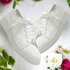 Category:Wedding Shoes; Upper Materials:Lace,Satin; Embellishment:Lace-up,Embroidery; Season:Spring   Fall,Fall,Spring; Heel Type:Flat Heel; Gender:Women's; Size Suggestion:standard size, select your usual size; Activity:Walking; Toe Shape:Round Toe; Type:Wedding Sneakers,Bridesmaid Shoes,Bridal Shoes; Style:Preppy,Comfort,Casual; Heel Height(inch):<1; Outsole Materials:Rubber; Occasion:Party; Closure Type:Lace-up; Pattern:Embroidered; Listing Date:11/09/2023; Production mode:Self-produce; 2024 Trends:Ladies Shoes Valentines Gifts; Foot Length:; Foot Width:; Size chart date source:Provided by Supplier.; Heel Height:Flat Lace-up Lace Wedding Shoes, Wedding Shoes With Lace Work, Lace Wedding Shoes With Lace Work, Fitted Lace-up Lace Wedding Shoes, White Lace Wedding Shoes For Bride, Embroidered Lace Bridal Accessories For Ceremony, White Lace Wedding Shoes, Wedding Shoes Sneakers, Wedding Sneakers