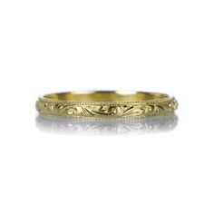 Diana Mitchell Hand Engraved Scroll Band | Quadrum Gallery Fashion Institute, Golden Girl, Stacking Ring, Hand Engraving, Stacking Rings, Brooklyn, Jewelry Box, Gold Rings, Jewelry Design