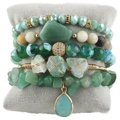 PRICES MAY VARY. [ 5 Pcs Natural Stone Beaded Bracelets/Bangle Set ]:Made of 100% Natural Stone, Tiger eyes, Turquoise, Jasper, Agate, Ceramics, High quality beads, Crystal,Semi-Precious Gemstone and Gemstone which are high quality materials,Smooth and comfortable. Bohemian bracelets sets are threaded with strong elastic string. Durable and flexible.The addition of the bangle makes the bracelet both vintage and stylish.With 5 individual single loop bracelets, you can choose to wear one or severa Stones For Jewelry Making, Bangles Making, Bangle Bracelet Set, Stone Bangle, Bohemian Bracelets, Bangle Bracelets With Charms, Styl Boho, Glass Bracelet, Beaded Bracelets Diy