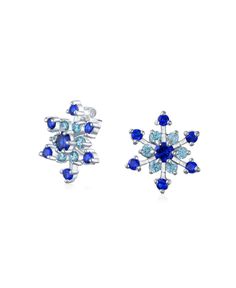 in stock Snowflake Jewelry, Star Snowflake, Christmas Holiday Party, Snowflake Earrings, Face Earrings, Cubic Zirconia Jewelry, Blue Snowflakes, Cz Stud Earrings, Birthstone Pendant