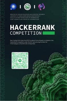 an advertisement for the hackter rank competition with green and black background, text reads hackter rank competition