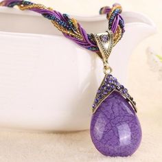 A-PEAR-antly Perfect Drop Pendant Seed Bead (Top Down) Purple Bead Top, Necklaces Layered, Thai Design, Pear Pendant, Quartz Pendant Necklace, Heart Necklaces, Necklaces Pendant, Necklace Purple, Necklace Clasps