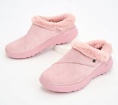 Comfort doesn't get any cuter than this clog. Made of suede and faux fur, these blissful slip-ons will spend much more time on your feet than under the bed. From Skechers. Comfortable Winter Slip-on Clogs, Comfortable Slip-on Clogs With Faux Fur Lining, Comfortable Clogs With Faux Fur Lining, Comfortable Clogs With Faux Fur Lining And Round Toe, Comfortable Winter Clogs With Faux Fur Lining, Winter Slip-on Clogs With Faux Fur Lining, Pink Round Toe Clogs For Winter, Pink Winter Clogs, Slip Ons