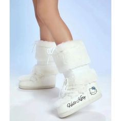 For Sale In The U.S. Only Elevate Your Winter Wardrobe With These Stylish Forever 21 Hello Kitty Faux Fur Boots. Featuring A Cute Sanrio Angel Hello Kitty Design, These Boots Come In A Size 7 For Women. Made With High-Quality Faux Fur, They're Both Cozy And Fashionable, Perfect For Any Winter Occasion. These Boots Are Not Only Comfortable But Also Stylish, With A White Color That Pairs Well With Any Outfit. The Upper Material Is Made Of Durable Faux Fur, Ensuring Long-Lasting Wear. These Boots A Forever 21 Hello Kitty, Angel Hello Kitty, White Fur Boots, Hello Kitty Design, Animal Print Boots, Hello Kitty Shoes, Cute Sanrio, Faux Fur Boots, Boot Print