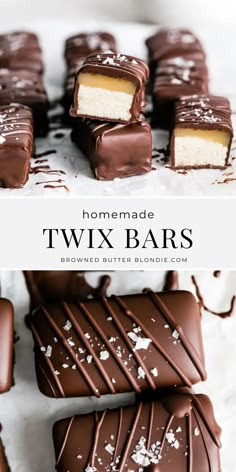 homemade twix bars with chocolate on top