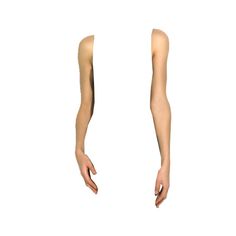 two hands holding each other in front of a white background with the same person's arm