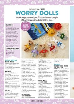 a magazine page with stuffed animals on it