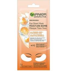 Discover a cooling, hydrating sheet eye mask with hyaluronic acid serum & orange juice that reduces the look of eye bags and brightens eye contours. This new generation of eye tissue mask uses advanced skin cooling technology. Enriched with orange juice and hyaluronic acid, this mask is the perfect solution for reducing the look of eye bags and brighten eye contours. Directions: 1. To apply, take out and unfold the mask. 2. Gently apply patches on cleansed skin. Smooth the mask gently to ensure Garnier Skinactive, Eye Brightener, Garnier Skin Active, Cream Serum, Hyaluronic Acid Serum, Eye Contour, Eye Bags, Birthday Wishlist, Sheet Mask