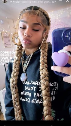 Natural Hairstyles For Black Women Pony, Continuation Hairstyles, Two Braids With Color, 2 Stitch Braids With Curls, How To Do Two Braids, Side Part 2 Braids, Hair Styles For The Summer, 2 Boho Feed In Braids, One Braid Hairstyles