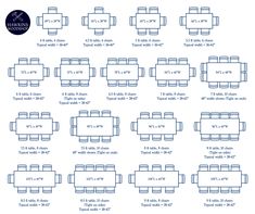 the table and chair sizes are shown in blue