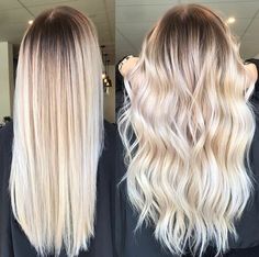 Dark Root Into Blonde, Current Womens Hair Trends, Platinum Blonde With Dark Root Smudge, Long Blonde Hair With Shadow Roots, Long Blonde Hair Dark Roots, Ombré Hair Blonde, Hair With Layers Around Face, Blond Hair With Dark Roots, Blond Baylage