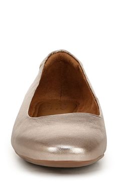 A classic ballet flat is shaped by a squared-off toe for a versatile look of contemporary elegance. Synthetic upper/textile lining/synthetic sole Imported Womens Ballet Flats, Ballet Flat, Ballet Flats, Nordstrom Rack, Ballet, Size 7, Nordstrom, Silver, Leather