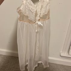 Lingerie Undies And Dress Set. Nwt Never Worn. Light And Bridal White Lace Sleepwear For Loungewear, White Lace Sleepwear For Bedtime, White Lace Nightgown For Loungewear, Sheer Sleepwear For Night, Sheer White Sleepwear, White Delicate Lace Nightgown For Loungewear, White Sheer Nightgown, White Lace Nightgown For Night, White Nightgown With Delicate Lace