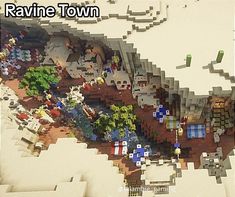 an aerial view of a town in minecraft