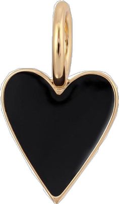 Elegant Enamel Necklace With Heart Charm, Black Enamel Heart Pendant Jewelry Gift, Gold Heart Jewelry With Black Enamel, Gold Enamel Charm Necklace With Heart Charm, Black Enamel Heart Pendant Jewelry, Luxury Heart-shaped Enamel Necklace, Heart-shaped Enamel Charms Necklaces, Black Enamel, Heart Charm