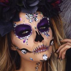 Skull Makeup Ideas, Makeup Ideas For Halloween, Skull Face Paint, Holloween Makeup