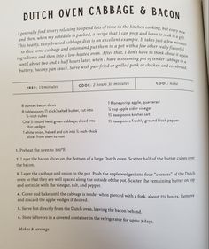 an open book with instructions on how to cook in dutch ovens and bakes