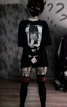 Emo Tomboy, Femboy Outfits Ideas Male, Meow Cute, Punk Style Outfits, Queer Fashion, Tomboy Style Outfits, Gothic Outfits, Tomboy Fashion, Goth Outfits