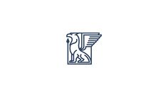 the letter k with a lion on it's head is shown in blue and white