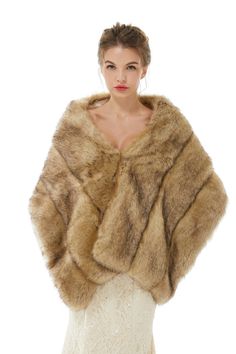 1. Please refer to our size chart to choose your size.2. The dress does not... Faux Fur Wedding Shawl, Fur Shawl Wedding, Faux Fur Wedding, Veil Styles, Faux Fur Wrap, Fur Wrap, Trendy Wedding Dresses, Designer Evening Dresses, Prom Dresses For Teens