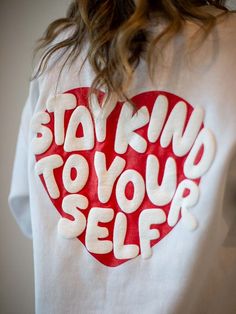 Life may not always be easy, but the way you treat yourself should be. You are worthy of love. You deserve to be happy. You matter. STAY KIND TO YOURSELF. ❤️ Featuring puff screen-printed letters on the front and back designs. FIT Unisex Relaxed Fit. Size up from regular size for an oversized look. Female model is 5' 2 How To Have Style, Deserve To Be Happy, Worthy Of Love, Stay Kind, Love Sweatshirt, Shirt Design Inspiration, Sweatshirt White, You Matter, You Are Worthy