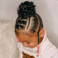 Black Baby Girl Hairstyles, Braids Beads, Baby Girl Hairstyles Curly, Toddler Braided Hairstyles, Cute Toddler Hairstyles, Lil Girl Hairstyles, Kids Curly Hairstyles, Toddler Hairstyles, Toddler Hairstyles Girl