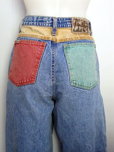 Look 80s, Painted Clothes Diy, Smink Inspiration, Diy Vetement, Custom Jeans, Jean Pockets, Painted Jeans, Denim Diy, The Jeans