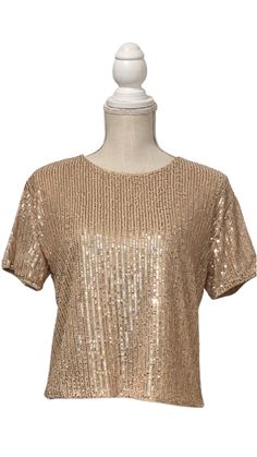 Beautiful Short Sleeve Gold Sequence Cropped Top Cheap Gold Tops With Buttons, Sequence Tops, Sequence Top, Gold Shirt, Crop Top Designs, Colorful Crop Tops, Beautiful Shorts, African Print Dress, Gold Sequins