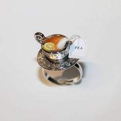 Kawaii Ring, Tea Jewelry, Food Rings, Miniature Food Jewelry, Kawaii Jewelry, Food Jewelry, Party Rings, Funky Jewelry, Cute Rings