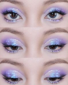 Snowflake Makeup, Work Makeup, Glitter Eye Makeup, Purple Makeup, Fairy Makeup