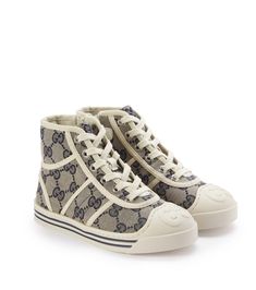 GG Canvas high-top sneakers in blue - Gucci Kids | Mytheresa Canvas High Top Sneakers, Gucci Kids, Surprise Party, Boys Sneakers, Baby Boy Shoes, Fall Kids, Sneakers Blue, Shoe Box, Boys Shoes