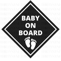 a baby on board sign with footprints