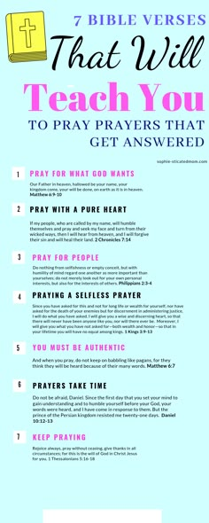 a poster with the words teach you to pray prayers that get answered on it